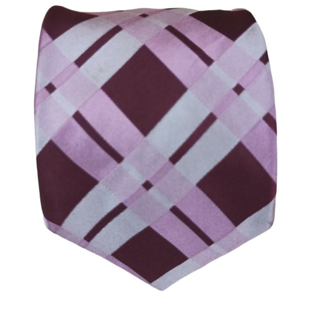 TED BAKER Bordeaux Plaids & Checks Silk Tie HANDMADE USA 60"/ 3.2" EC